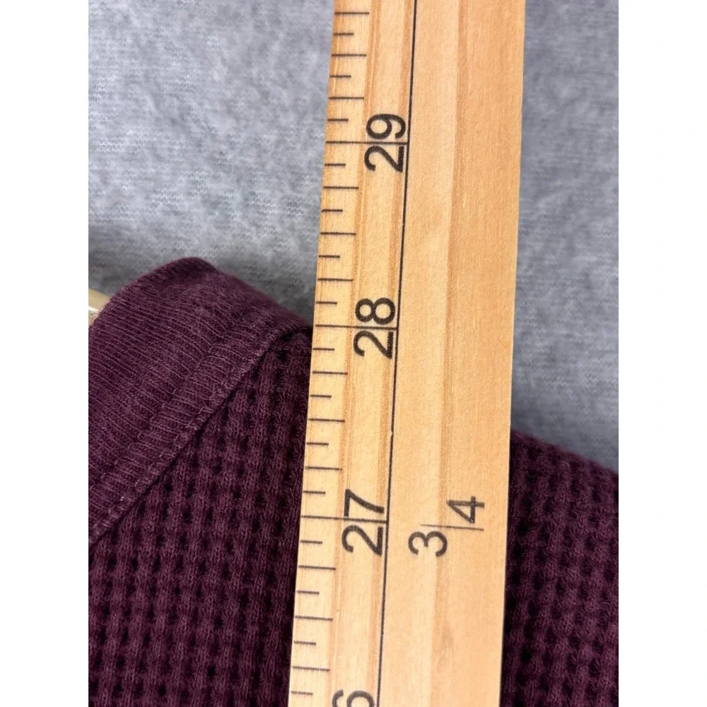 J. Crew Mens Waffle Knit Thermal Shirt Burgundy Maroon Short Sleeve Cotton M
